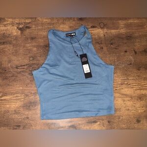 Fashion Nova Sky Blue Double Lined Crop Tank Top